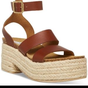 Steve Madden Sandals Kelton Brown Leather Platforms nwob